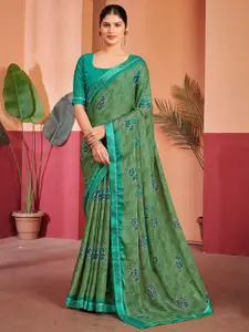 Anouk Floral Print Pure Chiffon Saree