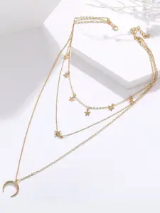 DressBerry Gold-Plated Charming Triple Layered Necklace