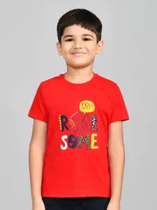 Lux Cozi Boys Typography Printed Round Neck Pure Cotton T-shirt With Shorts