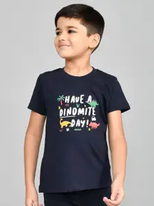 Lux Cozi Boys Typography Printed Round Neck Pure Cotton T-shirt With Shorts