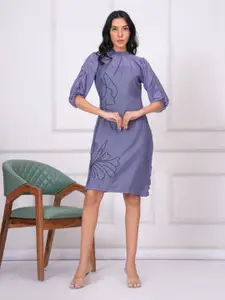 BAESD Women Self Design Flutter Sleeve Georgette Fit & Flare Knee Length Dress