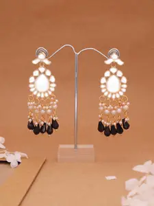 DIVASTRI Rose Gold-Plated Kundan Studded Artificial Stones and Beads Contemporary Earrings