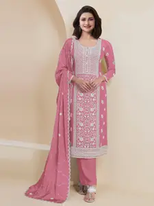 ODETTE Floral Embroidered Semi-Stitched Dress Material