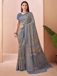 Saree mall Ethnic Motifs Pure Crepe Designer Block Print Sarees