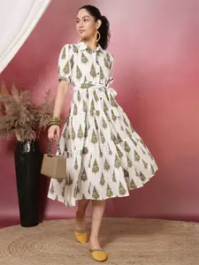 Anouk Women Ethnic Motifs Printed Shirt Collar Dresses