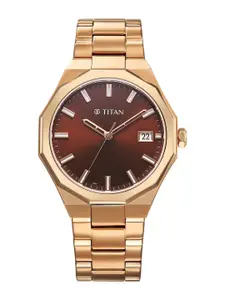 Titan Men Dial & Stainless Steel Bracelet Style Straps Analogue Watch 90212WM01