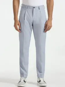 Blackberrys Men Textured Relaxed Fit Mid-Rise Trousers