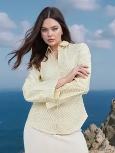 CORSICA Classic Striped Spread Collar Slim Fit Casual Shirt