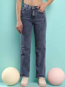 DressBerry Women Wide Leg High-Rise Light Fade Stretchable Jeans