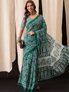 Anouk Ethnic Motifs Pure Cotton Block Print Saree