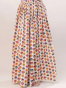 SUNEKH Printed Flared Maxi Skirt