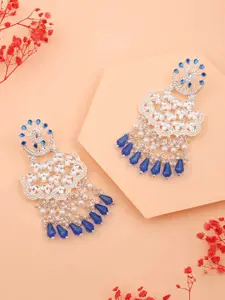 Sangria Silver-Plated Pearls Beaded Contemporary  Drop Earrings