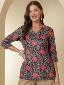 Anouk Rustic Ethnic Motifs Printed V-Neck Kurti
