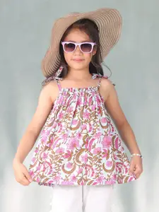 Sangria Girls Printed Pure Cotton Sleeveless Top