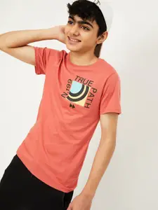 max Boys Typography Printed Cotton T-shirt