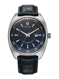 Titan Men Dial & Leather Straps Analogue Watch 90211SL01