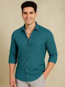 IKON FASHION Textured Spread Collar Long Sleeves Original Casual Shirt