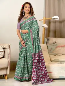 Anouk Floral Pure Cotton Block Print Saree