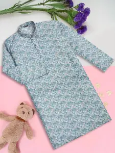 Sangria Boys Chikankari Mandarin Collar Cotton Straight Kurta