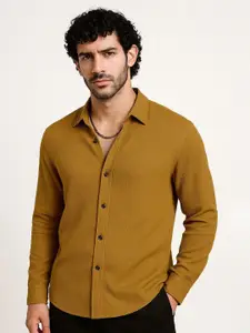 IKON FASHION Textured Spread Collar Long Sleeves Original Casual Shirt