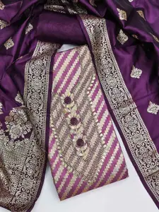Peachmode Zari Woven Banarasi Silk Unstitched Suit Dress Material