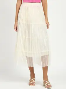 Global Republic Pleated A-Line Midi Skirt