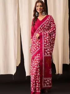 Anouk Ethnic Motifs Printed Pure Cotton Ikat Saree