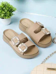 Flat n Heels Women Solid Synthetic Western - Embellished Open Toe Flats