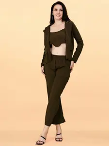 SRUTVA FASHION Shoulder Straps Neck Top With Trousers Co-Ords With Blazer