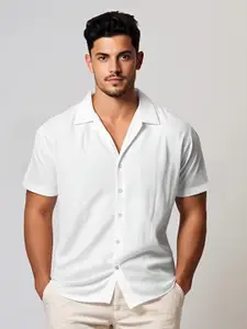 HE SPOKE Solid Cotton Twill Casual Shirt