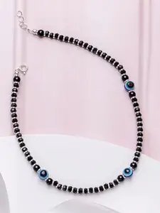 925 SILLER 925 Pure Silver Triple Evil Eye Nazariya Anklet