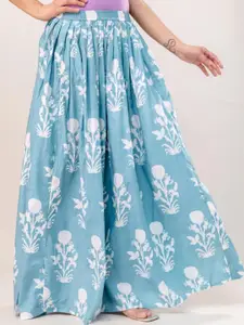 SUNEKH Bada Buta Printed Flared Maxi Skirt