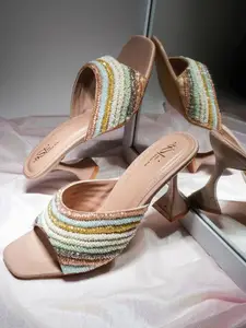 THE WHITE POLE Women Fashionable Trending Embellished Ethnic Block Heels