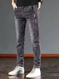 The Roadster Lifestyle Co Cotton Mid-Rise Lightly Faded Jeans