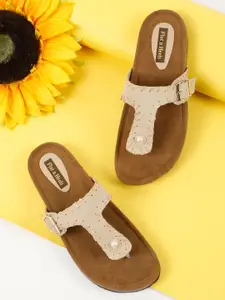 Flat n Heels Women Solid T-Strap Flats