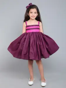 Pink Chick Girls Colourblocked Fit & Flare Dress