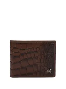 Da Milano Men Brand Logo Textured Leather Two Fold Wallet