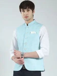 Monte Carlo Band Collar Woven Nehru Jacket