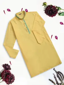 Sangria Boys Mandarin Collar Cotton Straight Kurta
