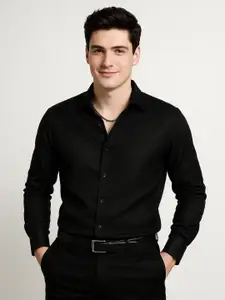 IKON FASHION Textured Spread Collar Long Sleeves Original Casual Shirt