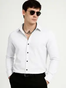 IKON FASHION Textured Spread Collar Long Sleeves Casual Shirt