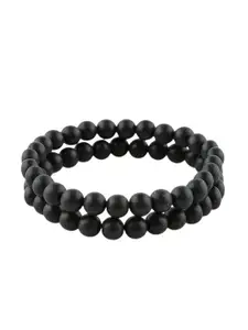 Sukhad Black Natural Stone Bracelet Pack Of 2
