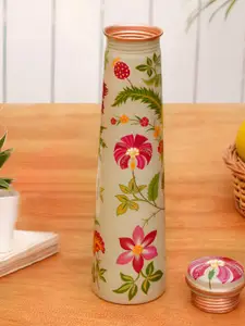 JAYPORE Beige & Pink Single Copper Printed Water Bottle