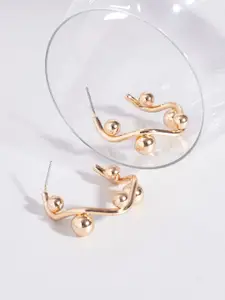 SALTY Pack of 2 Women Inlaid Balls Gold Earring