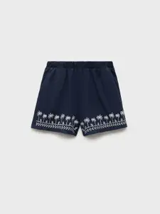 Mango Kids Girls Pure Cotton Tropical Embroidered Shorts
