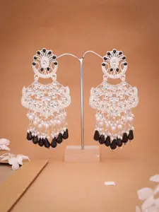 Sangria Silver-Plated Pearls Beaded Contemporary  Drop Earrings