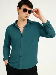 IKON FASHION Textured Spread Collar Long Sleeves Original Casual Shirt