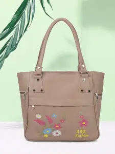 ARK FASHION Women Solid Embellished Embroidered Satchel Handbag