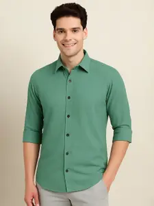 IKON FASHION Textured Spread Collar Long Sleeves Original Casual Shirt