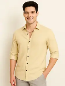 IKON FASHION Textured Spread Collar Long Sleeves Original Casual Shirt